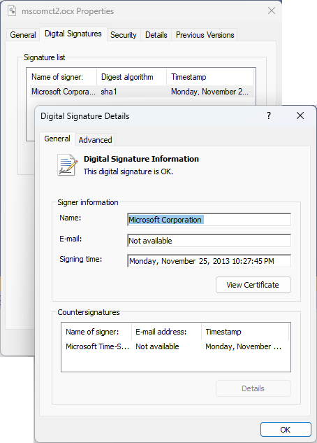 Verify the digital signature of the control file