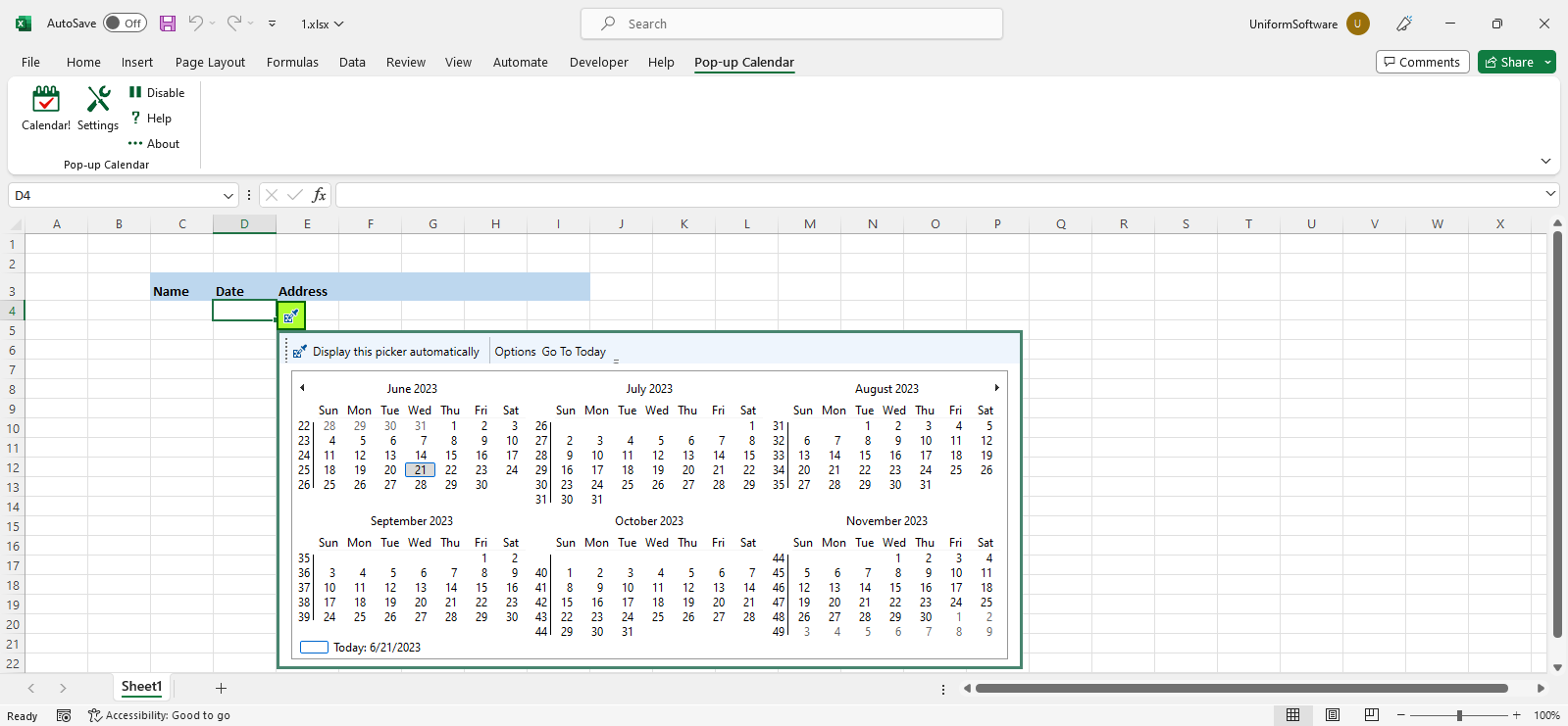 Excel Date Picker Pop Up Excel Calendar