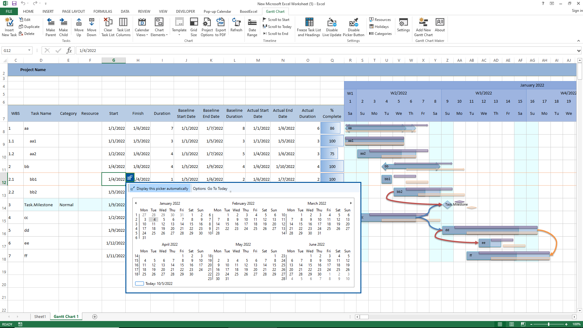 The main Excel window