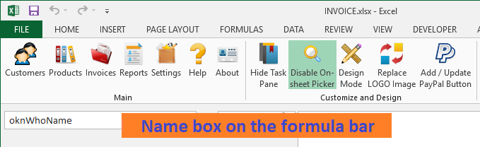 Formula bar and name box