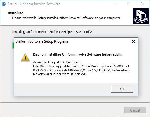 Access is denied error on installing the helper