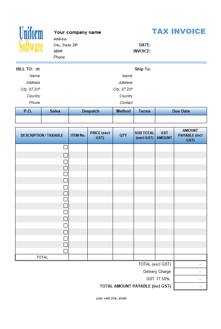 ABN Tax Invoice Format