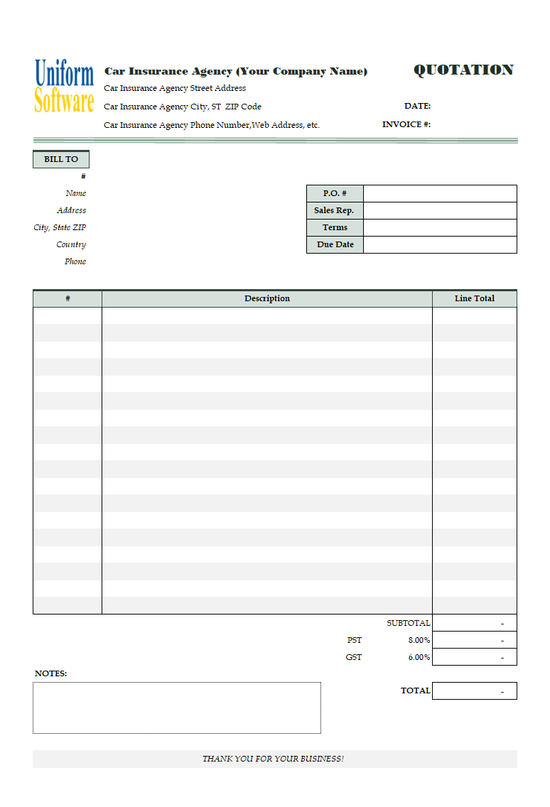 Agency Quotation Template