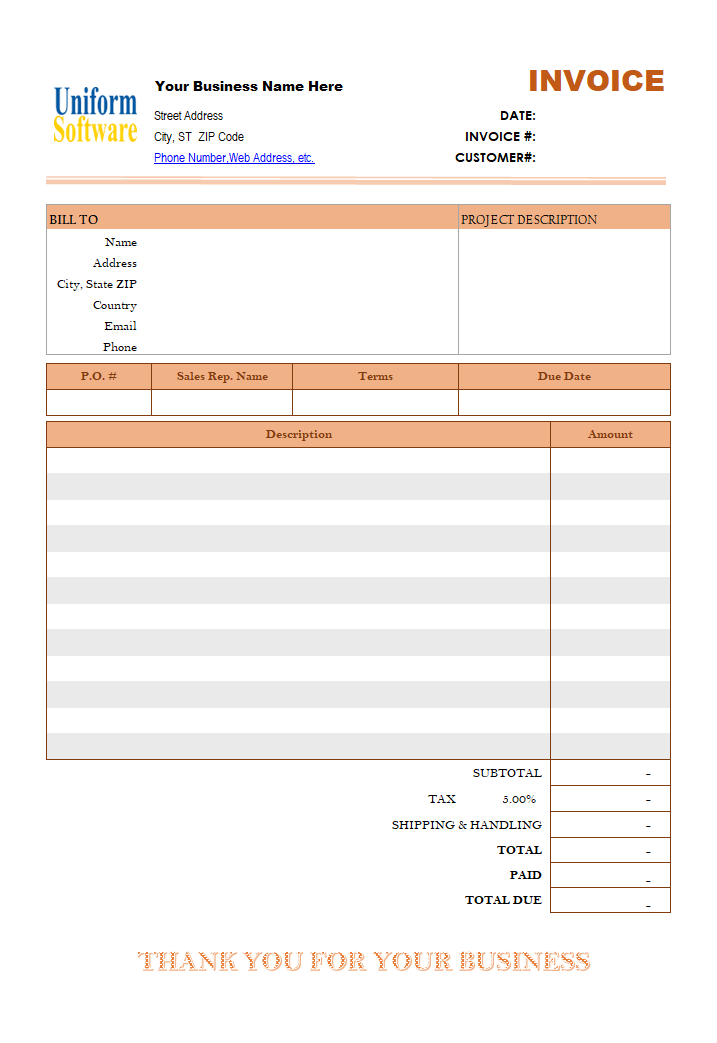 Thumbnail for Basic Blank Service Invoice Format (One-tax)