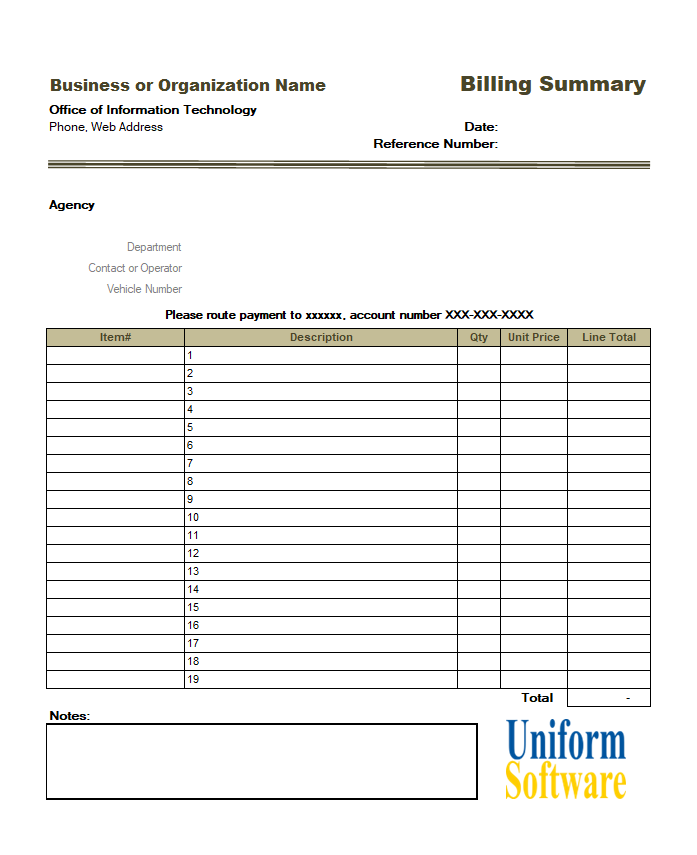 Billing Summary Template (IMFE Edition)