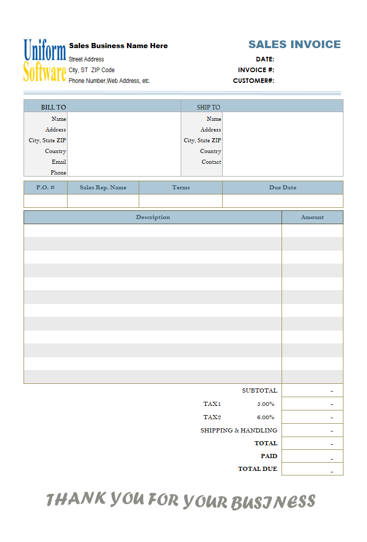 Blank Sales Invoice Layout (Two-tax) (IMFE Edition)