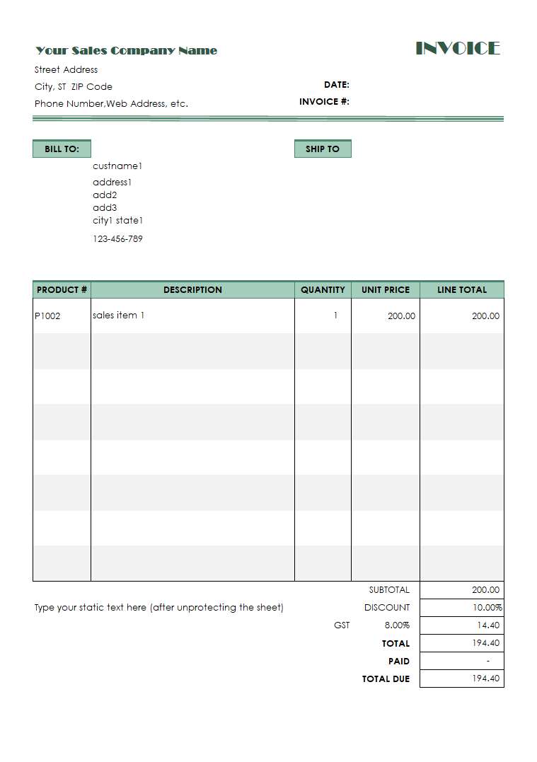 Business Invoice with Customer-Specific Discounting (IMFE Edition)