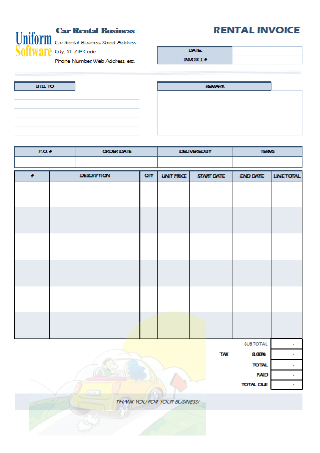 Car Rental Invoice Sample (IMFE Edition)