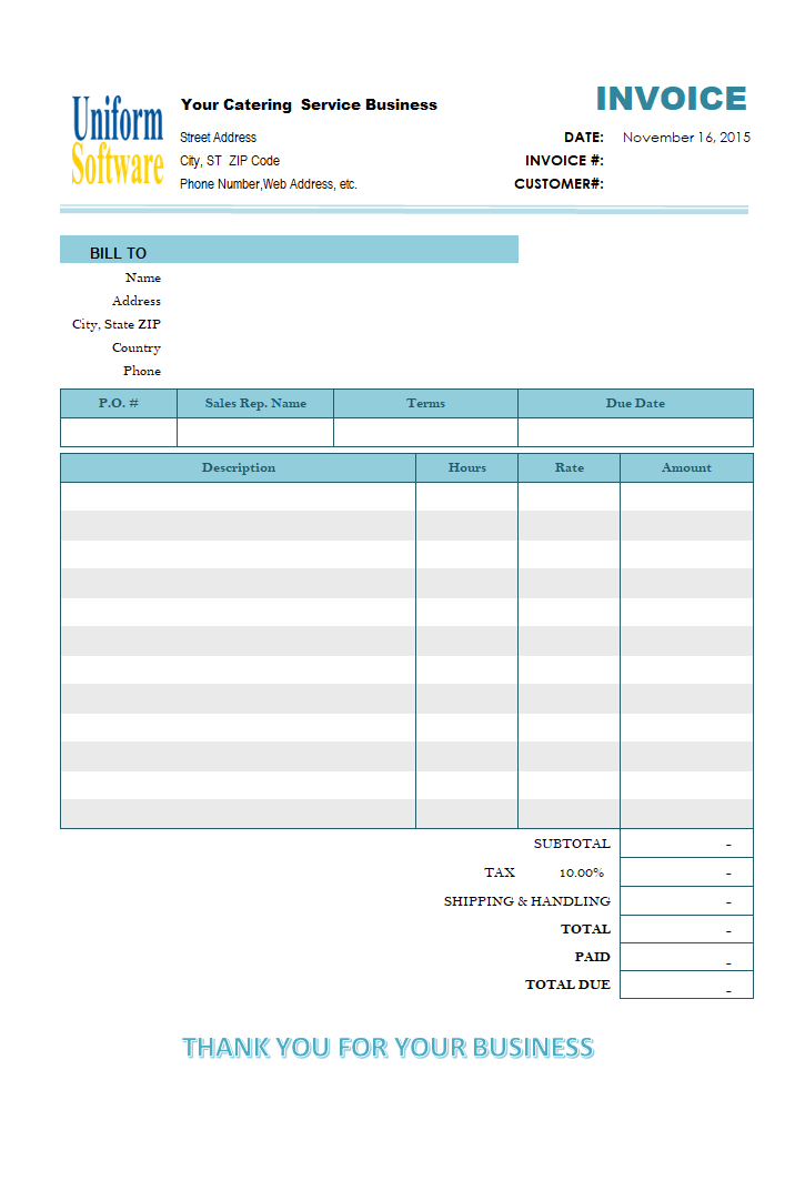 Thumbnail for Catering Invoice Template