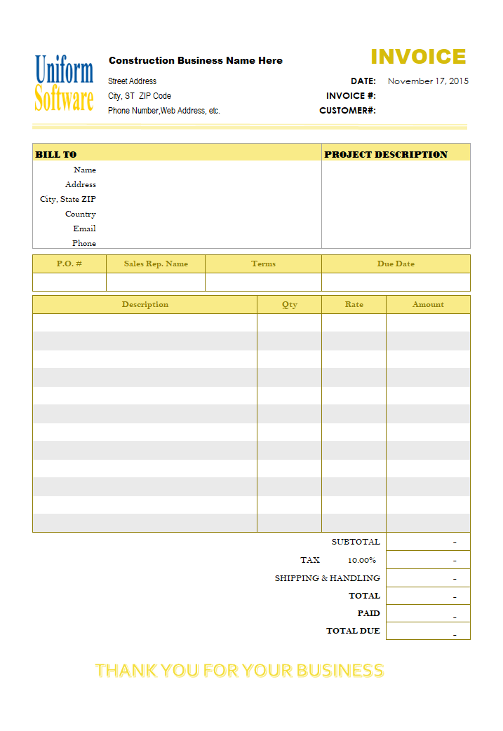 Construction Invoice Template (IMFE Edition)