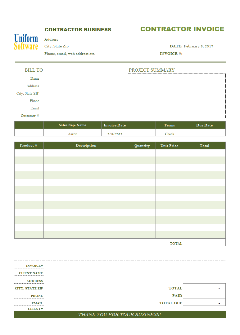 The screen shot for Contractor Invoices with Remittance-slip
