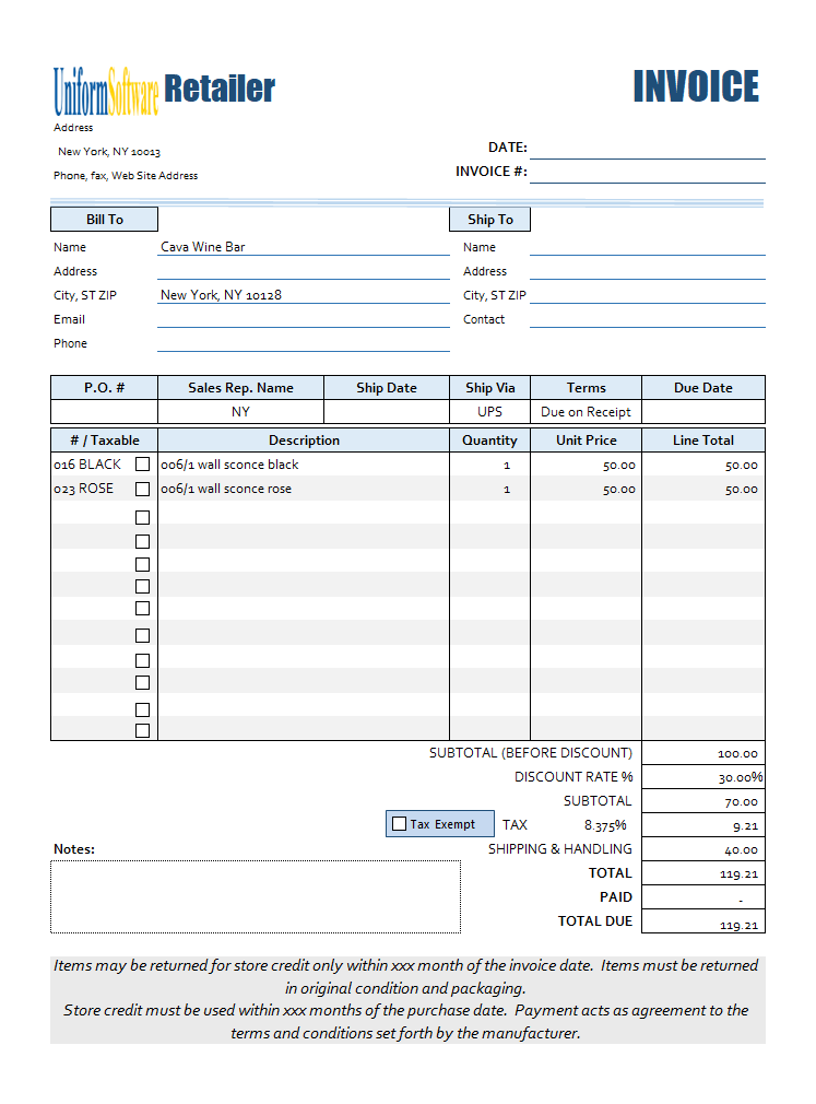 Excel Retail Invoice Template (IMFE Edition)