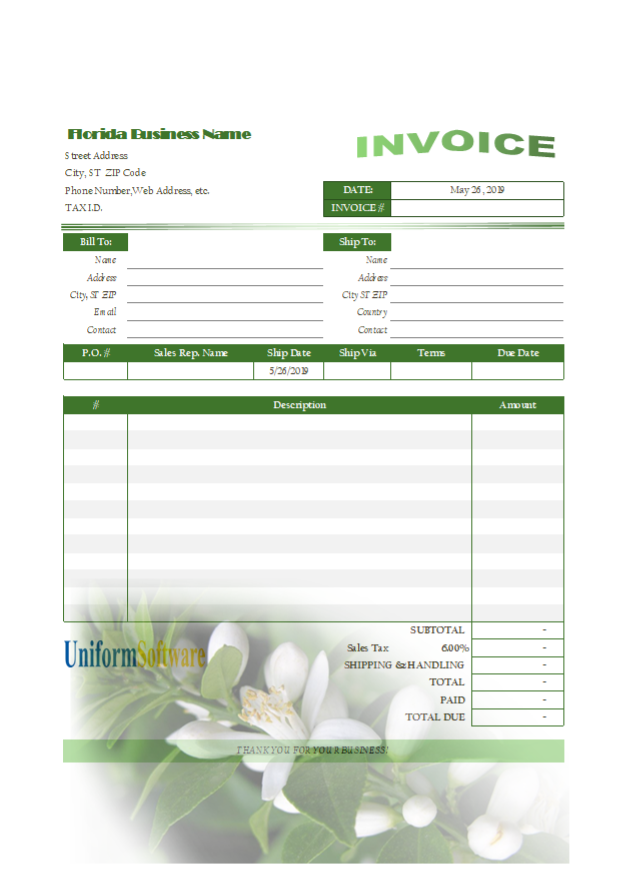 Simple Invoice Format for Florida (IMFE Edition)