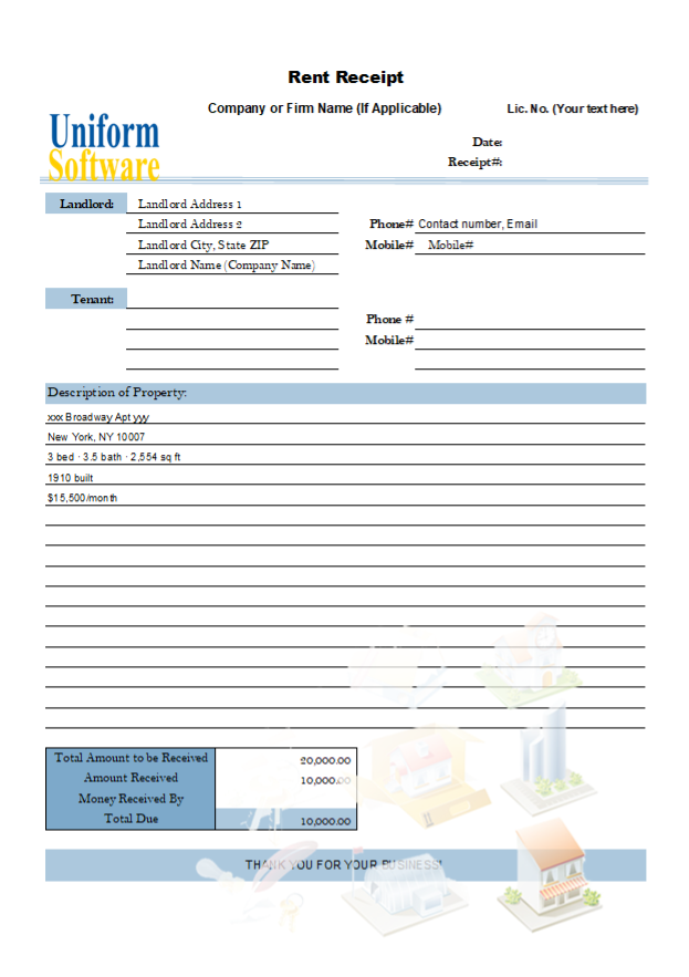 Printable House Rent Receipt Template (IMFE Edition)