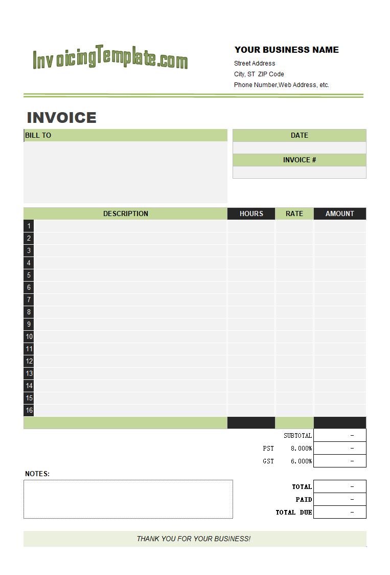 The screen shot for Itemized Graphic Design Invoice