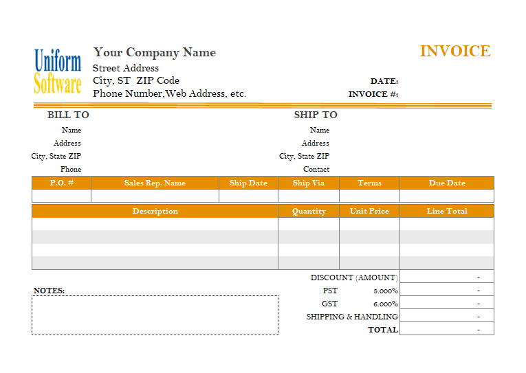 1/2 Page Invoice Template Thumbnail