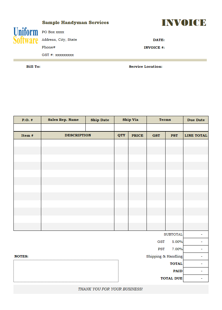 Handyman Invoice Template (IMFE Edition)