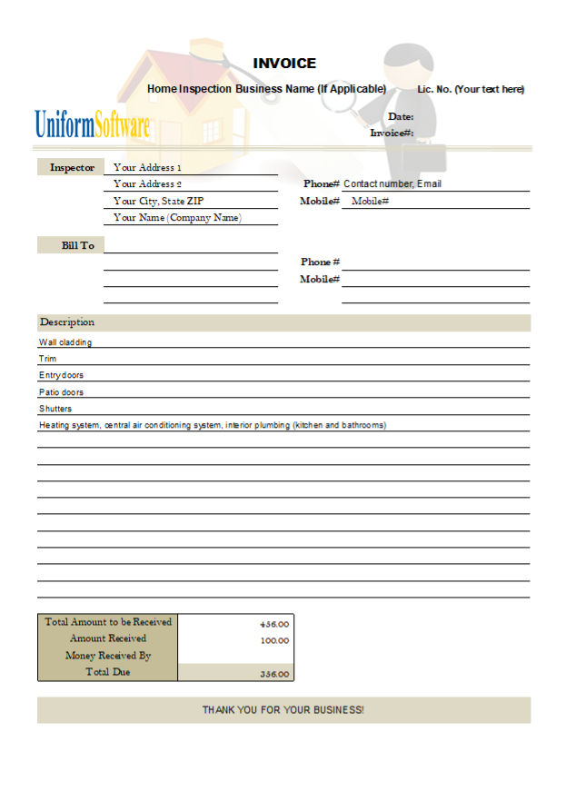 Home Inspection Invoice Sample (IMFE Edition)