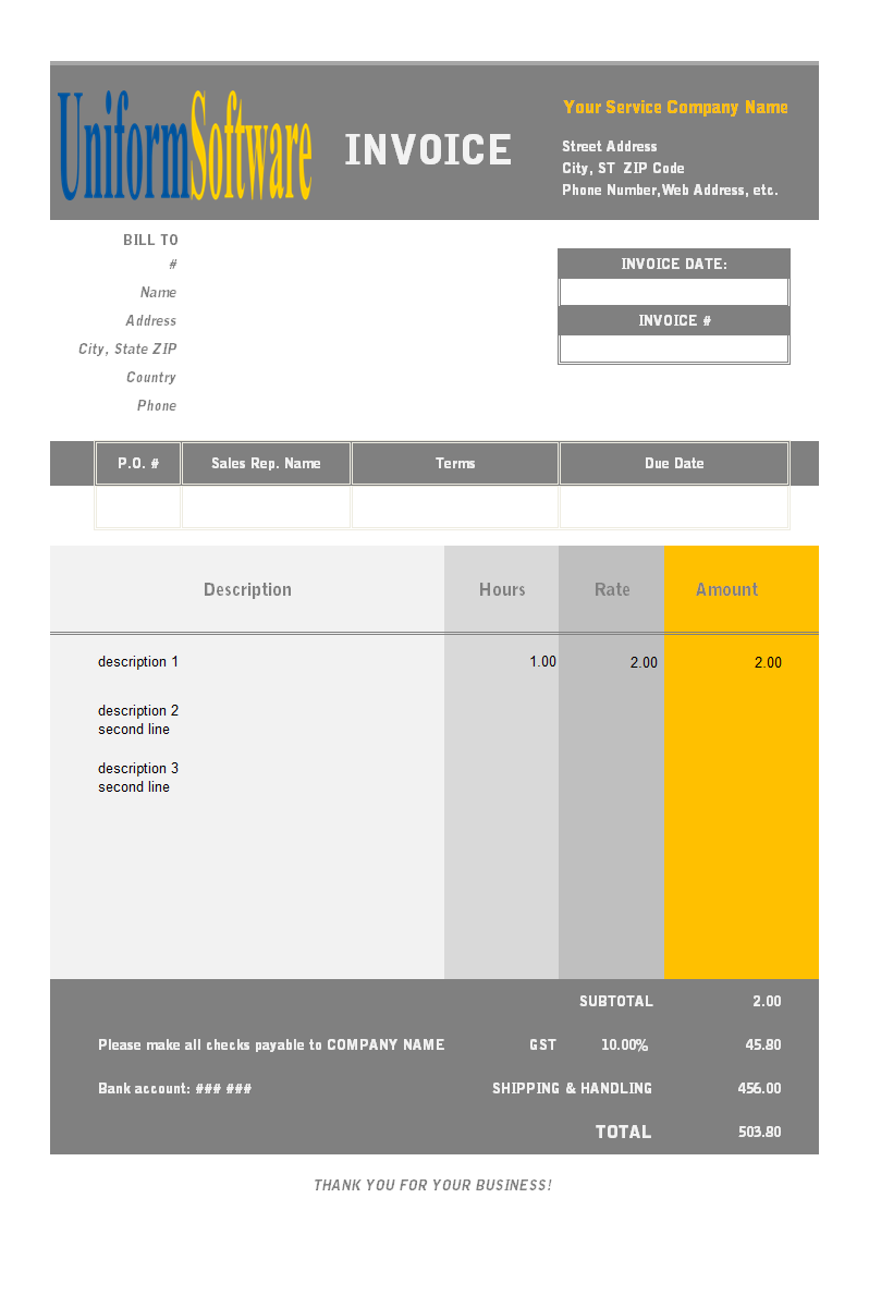 Invoice Template with Hours and Rate (IMFE Edition)