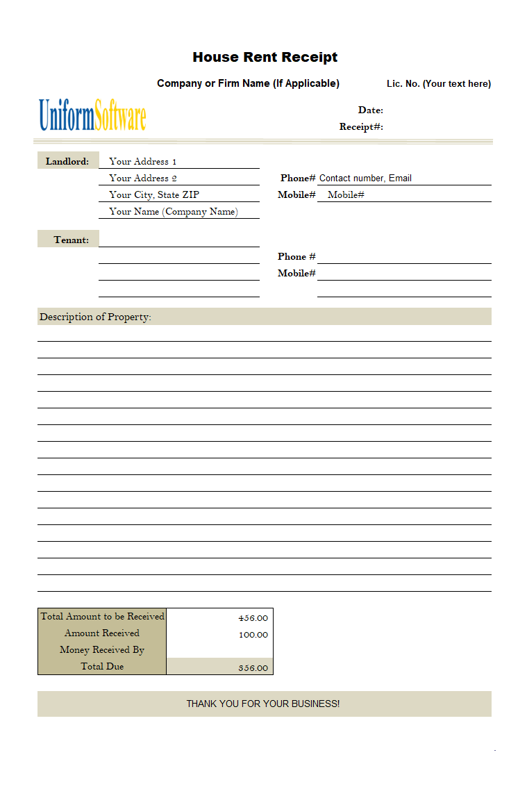 House Rent Receipt Template (IMFE Edition)