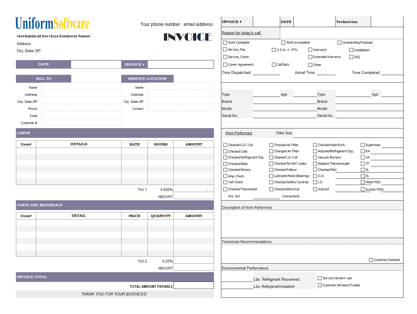 HVAC Service Invoice (IMFE Edition)