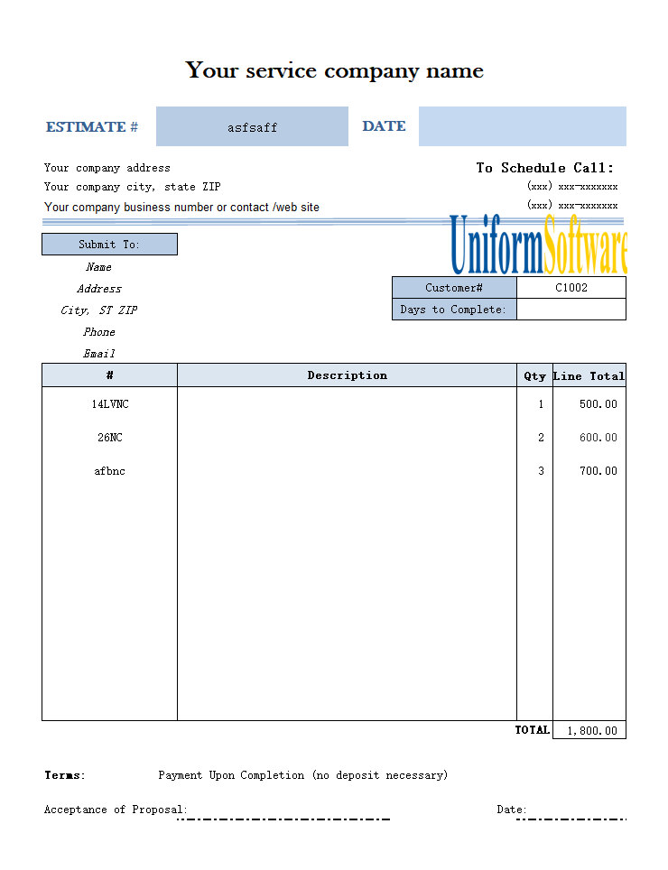 Job Estimate Template for Excel (IMFE Edition)