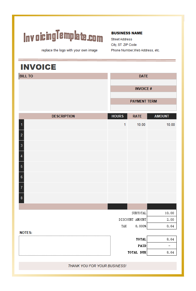 Labor Invoice with Gradient Border