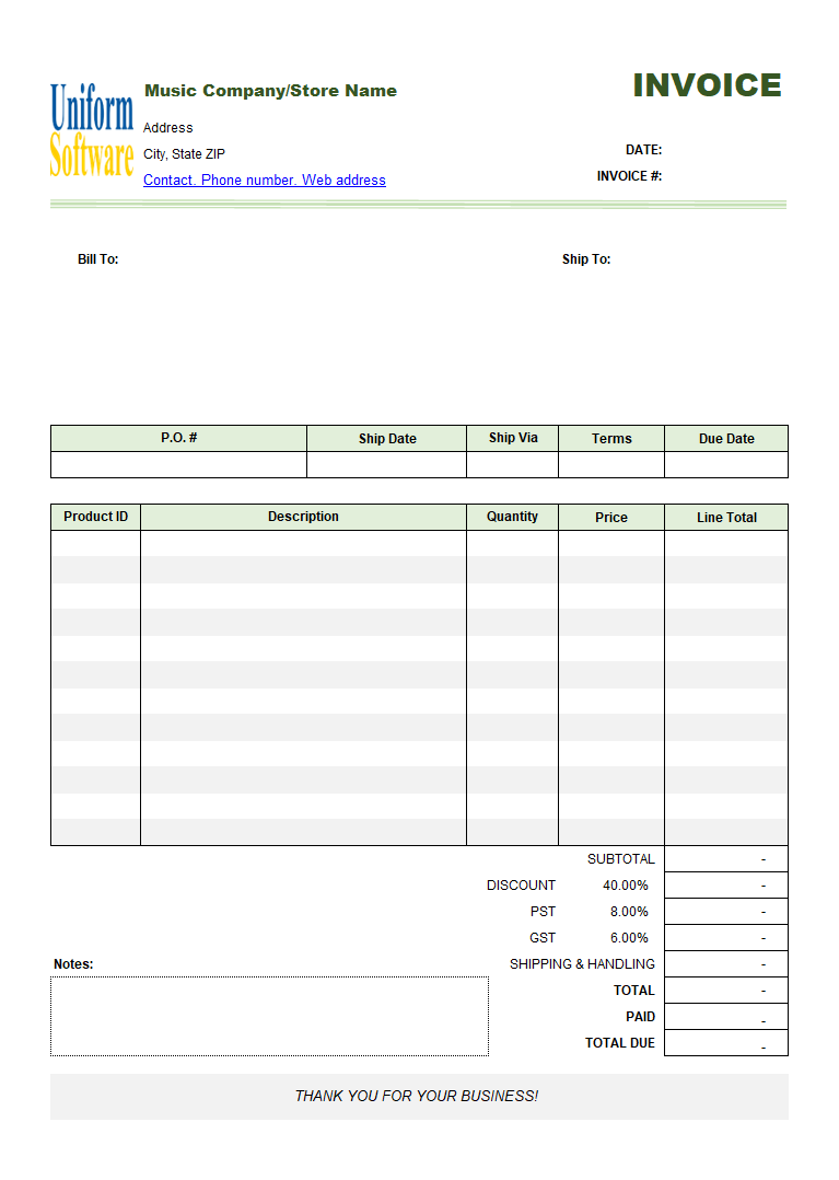 Music Store Invoicing Sample (Wholesale) (IMFE Edition)