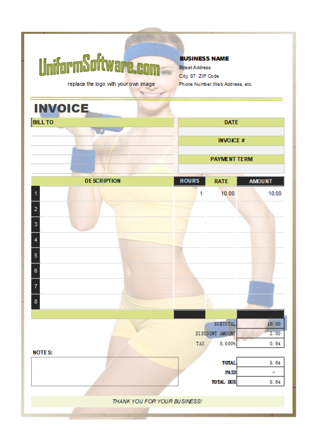 Invoice Design for Personal Trainer or Fitness Instructor (IMFE Edition)