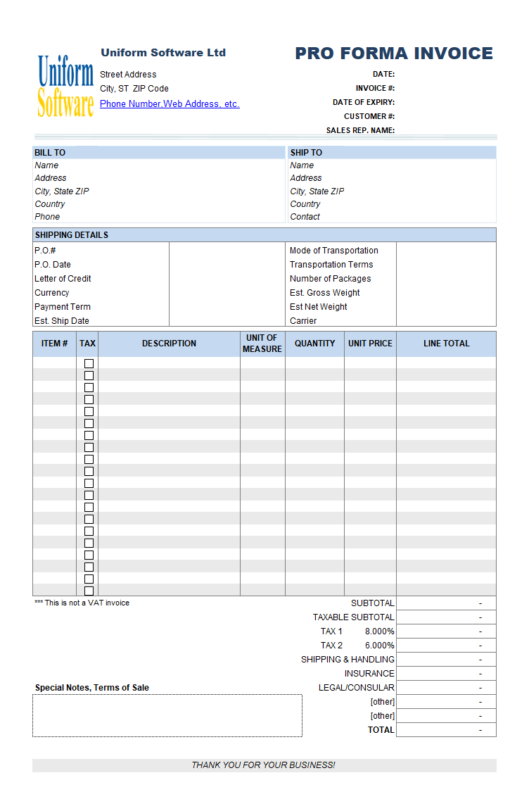 22 Proforma Invoice Templates Intended For Proforma Invoice Template India