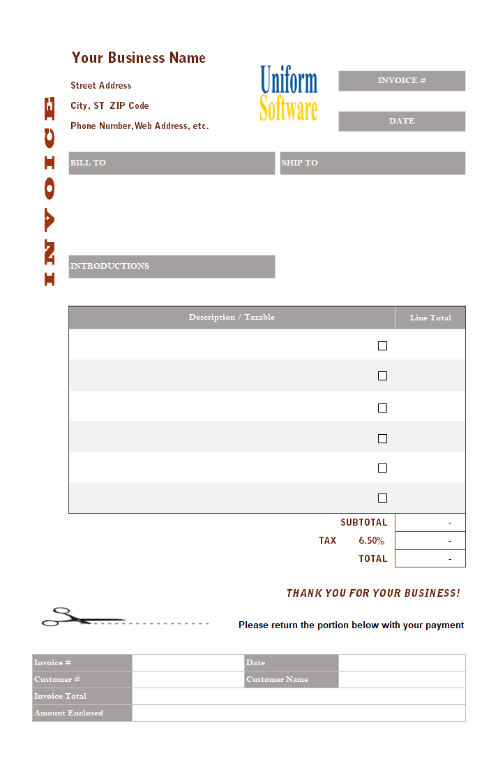 Invoice Sample with Remittance Letter
