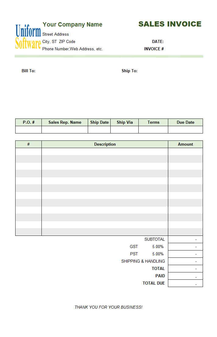Sales Invoice (3 Columns, 2 Taxes) (IMFE Edition)
