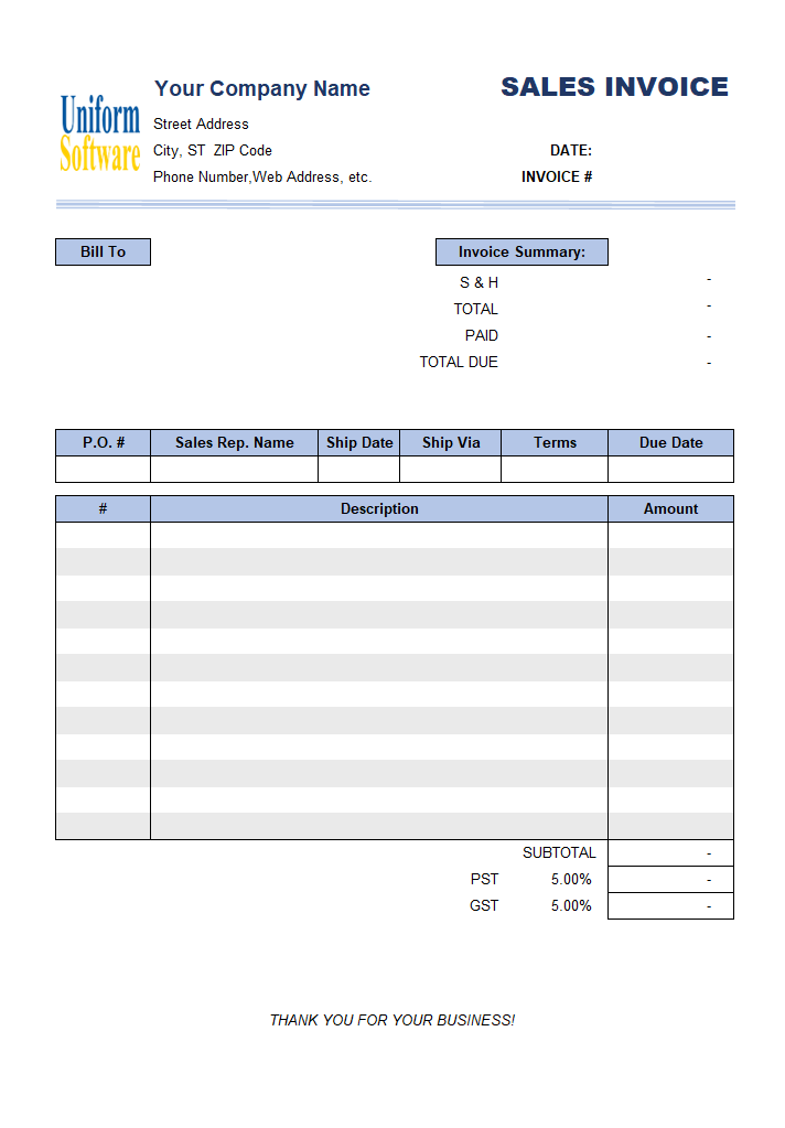 Sales Invoice with Total on Top (3 Columns) (IMFE Edition)