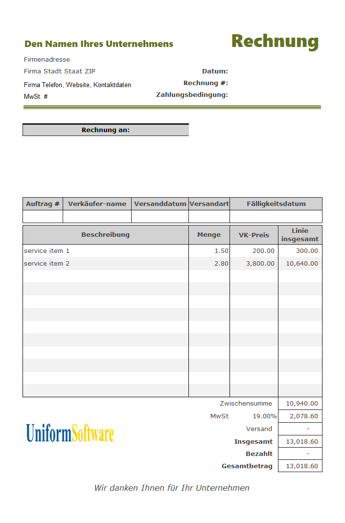 Service Billing Template for Germany (IMFE Edition)