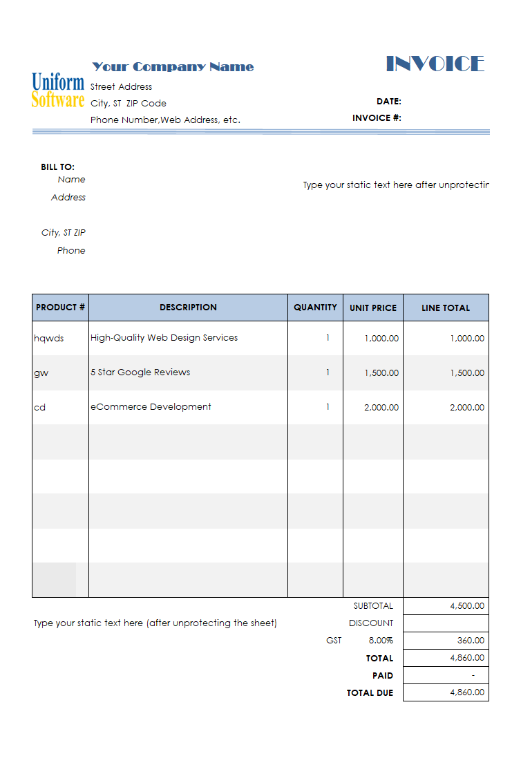 Service Invoice Form with Discount Amount (IMFE Edition)