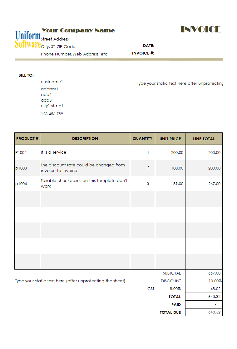 Service Invoice Form with Discount Percentage (IMFE Edition)