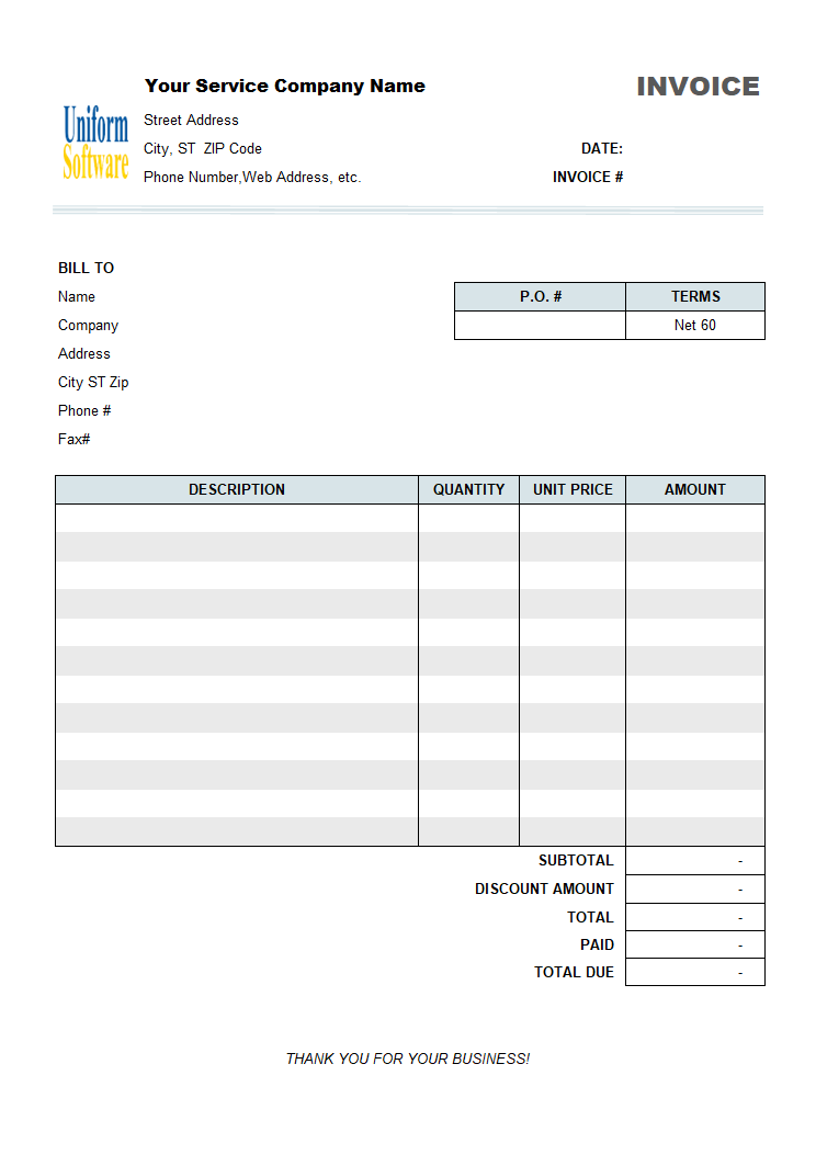 Service Invoice with Discount Amount (IMFE Edition)
