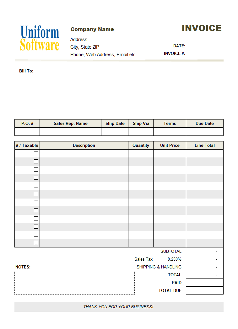 Service Bill with Profit and Taxable Column (IMFE Edition)