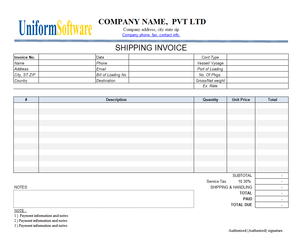 Shipping Invoice Template (2) (IMFE Edition)