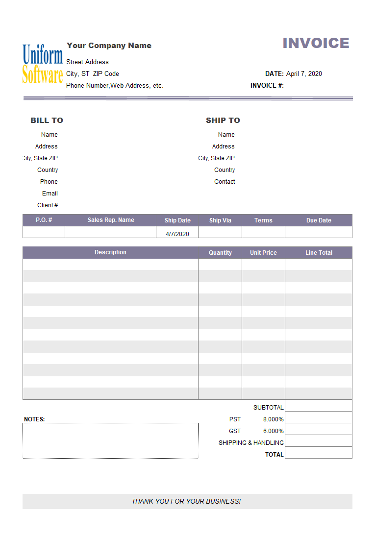 Excel Invoice Template For Quickbooks With Regard To Quickbooks Invoice Template Excel