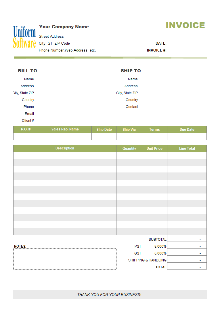 Simple Sample - Moving Item# Column Throughout Moving Company Invoice Template Free