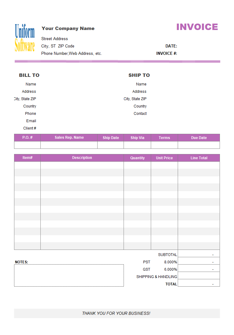 Simple Invoicing Format - Moving Taxable Controls