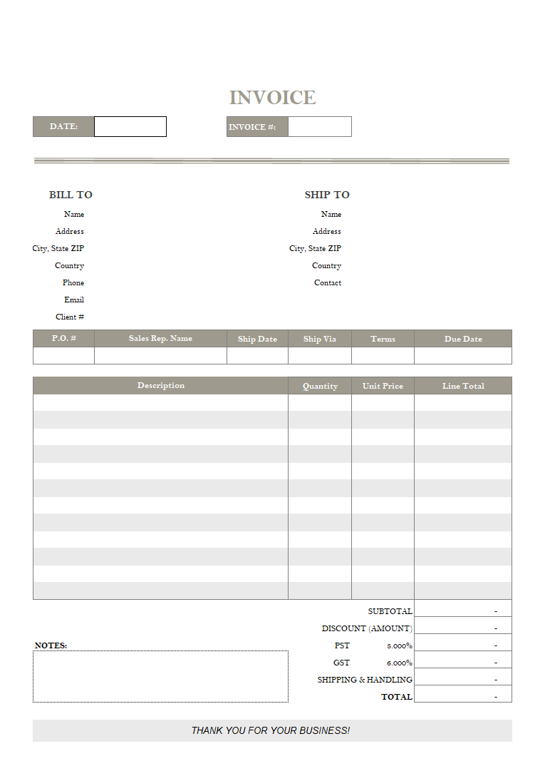 Simple Invoicing Template - Printing on Letterhead Paper
