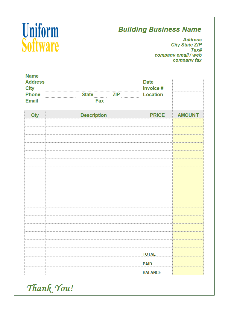 Simple Sample - Building & Remodeling Invoice (IMFE Edition)
