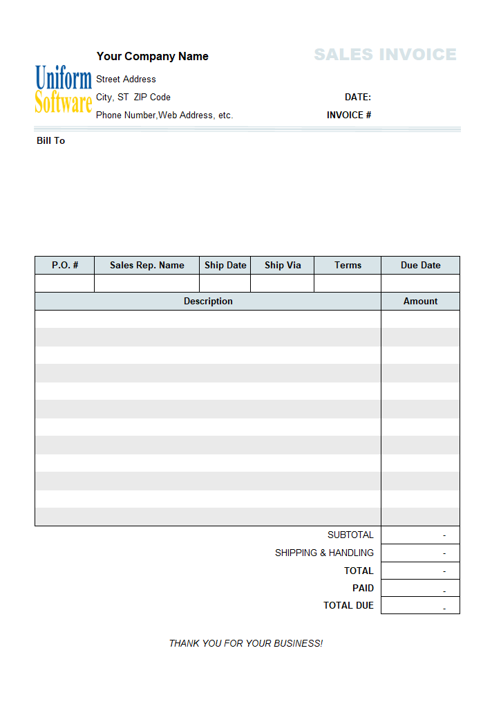 Simple 2-Column Sales Invoice Sample (IMFE Edition)