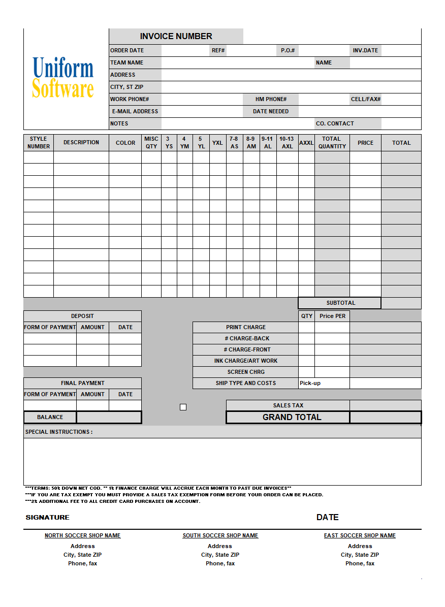 Soccer Shop Invoice Template (IMFE Edition)