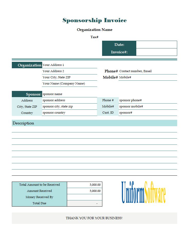Generic Sponsorship Invoice Sample (IMFE Edition)