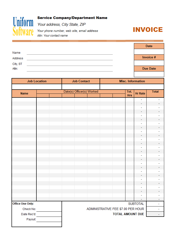 Free Invoice Template For Hours Worked 20 Results Found