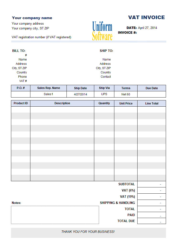 VAT Invoicing Sample with 2 Separate Rates (IMFE Edition)