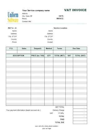 tax invoice template india